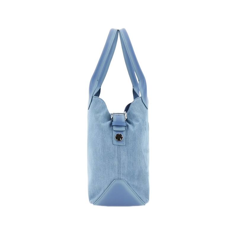 Hogan Cotton Denim Tote Bag In Blue In Light Blue