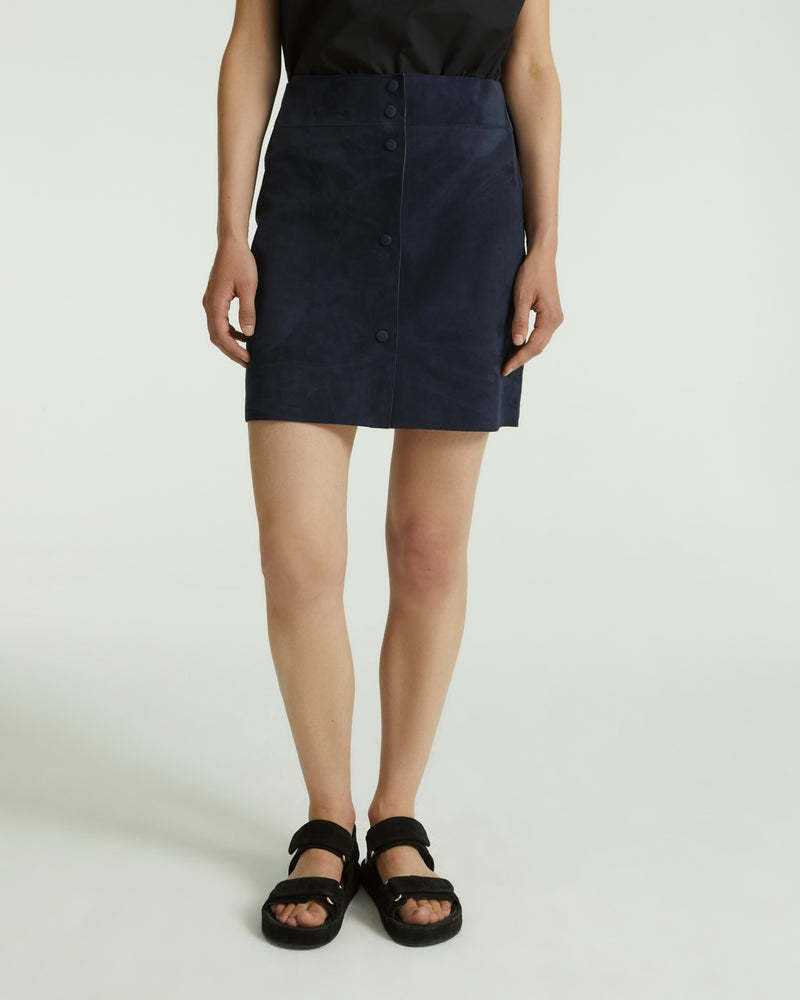 Yves Salomon Suede Skirt In Black