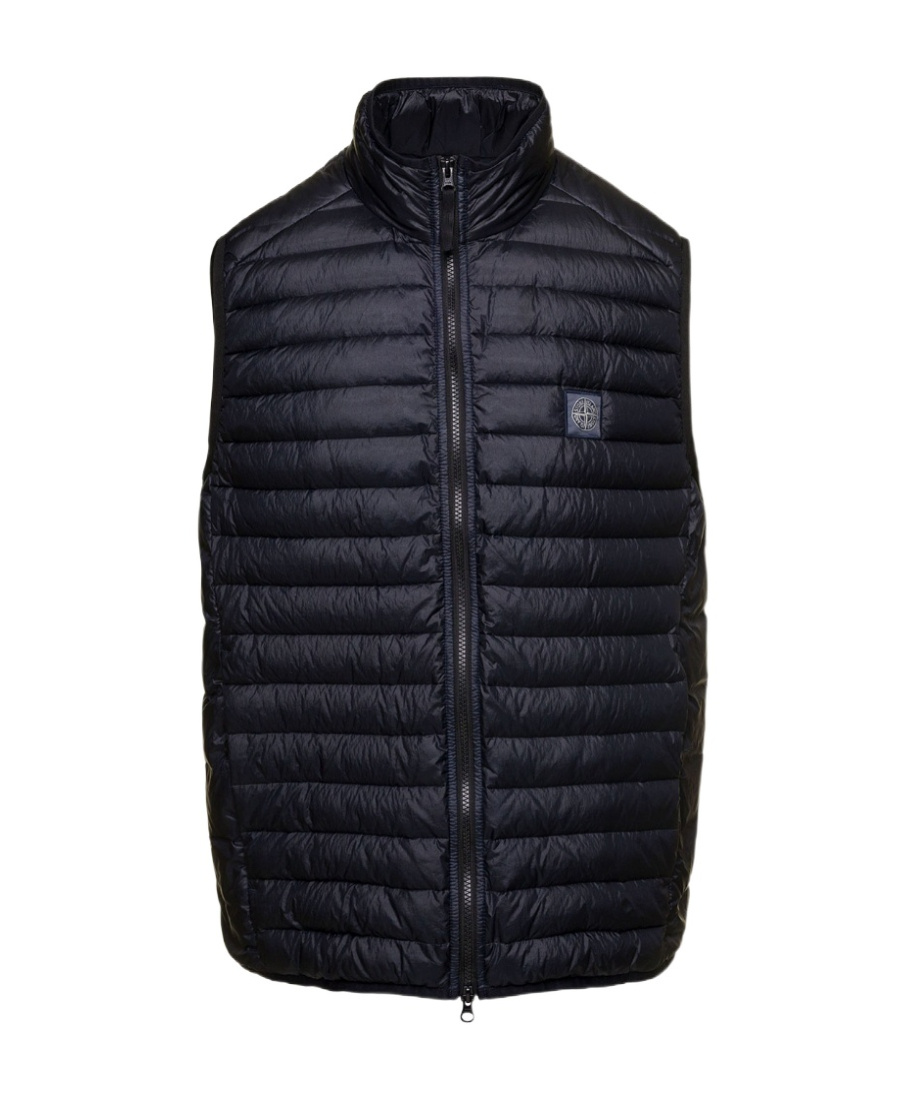 Stone Island Logo Patch Padded Gilet In Blue