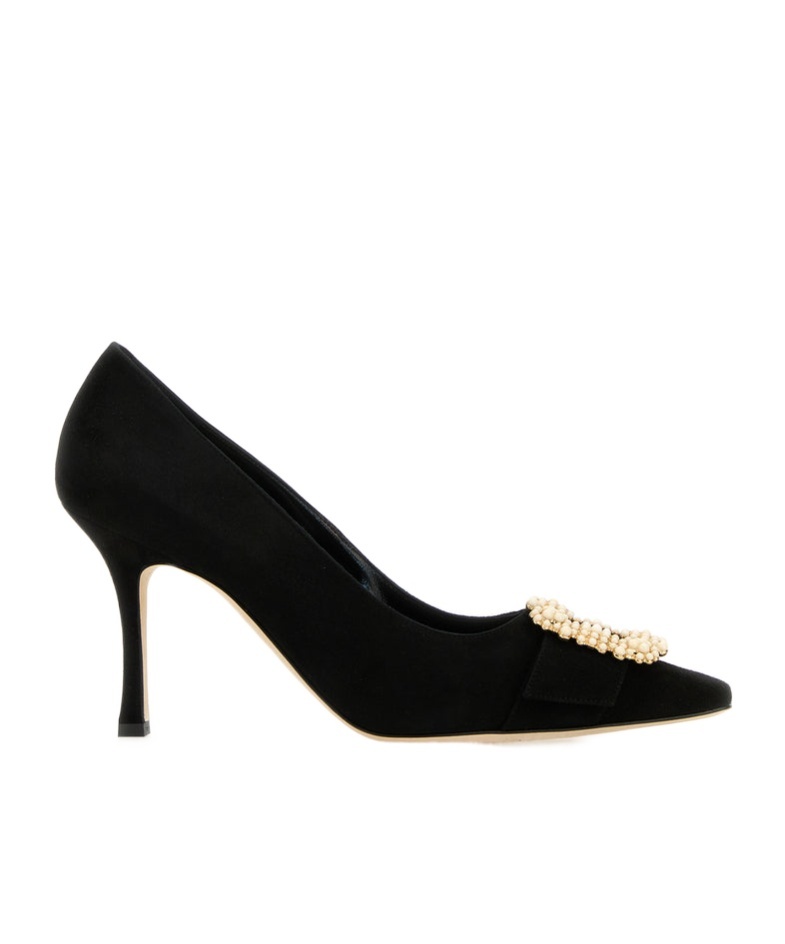 Manolo Blahnik 70mm Hangisi Crystal-buckle Pumps In Black