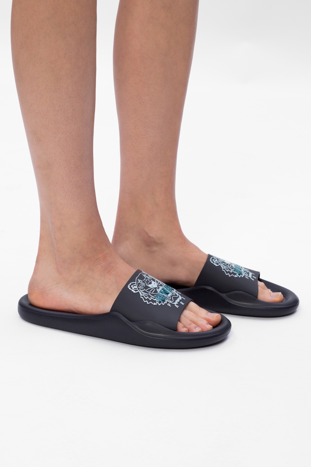 Kenzo Tiger Pool Mules In Black