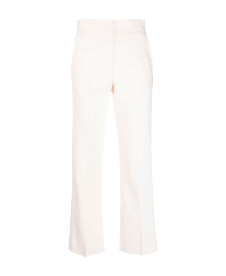 Msgm High-waisted Cropped Trousers In White
