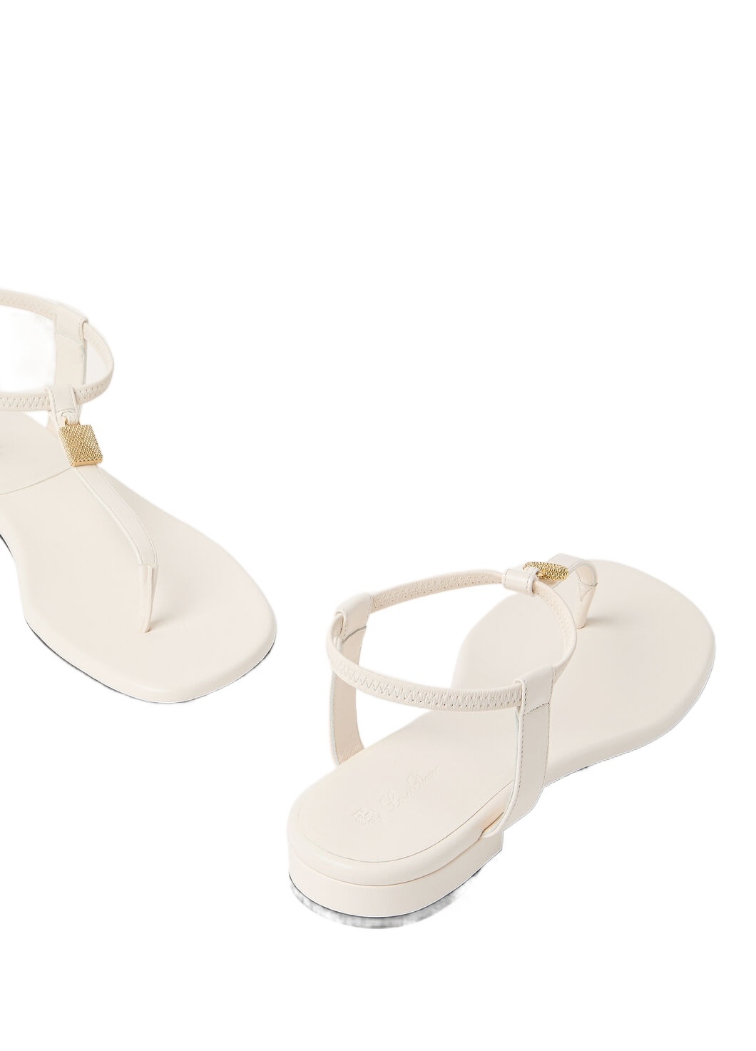 Loro Piana Mindil Embellished Leather Thong Sandals In Whispering White