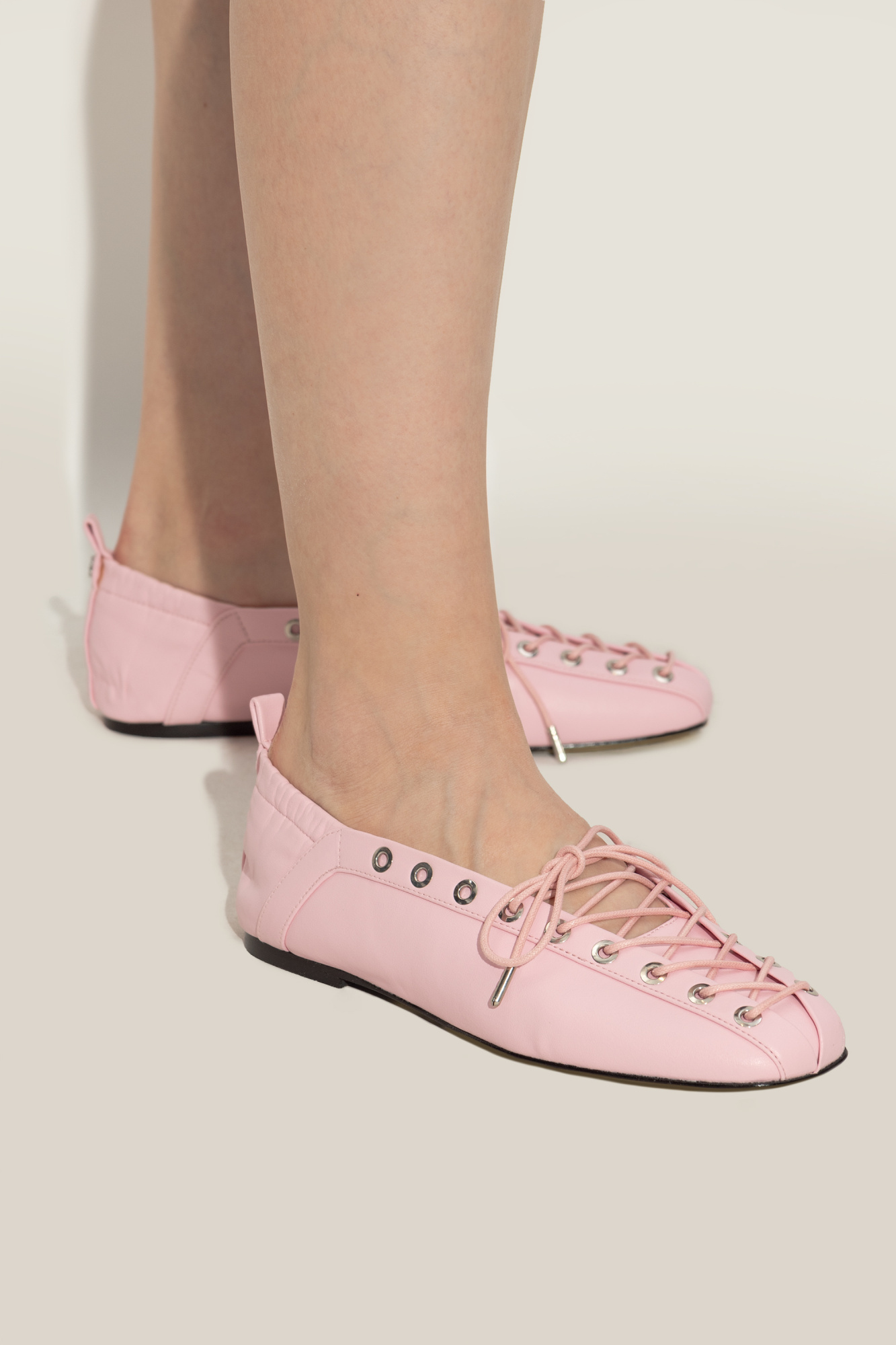 Ganni Lace-up Ballet Flats
