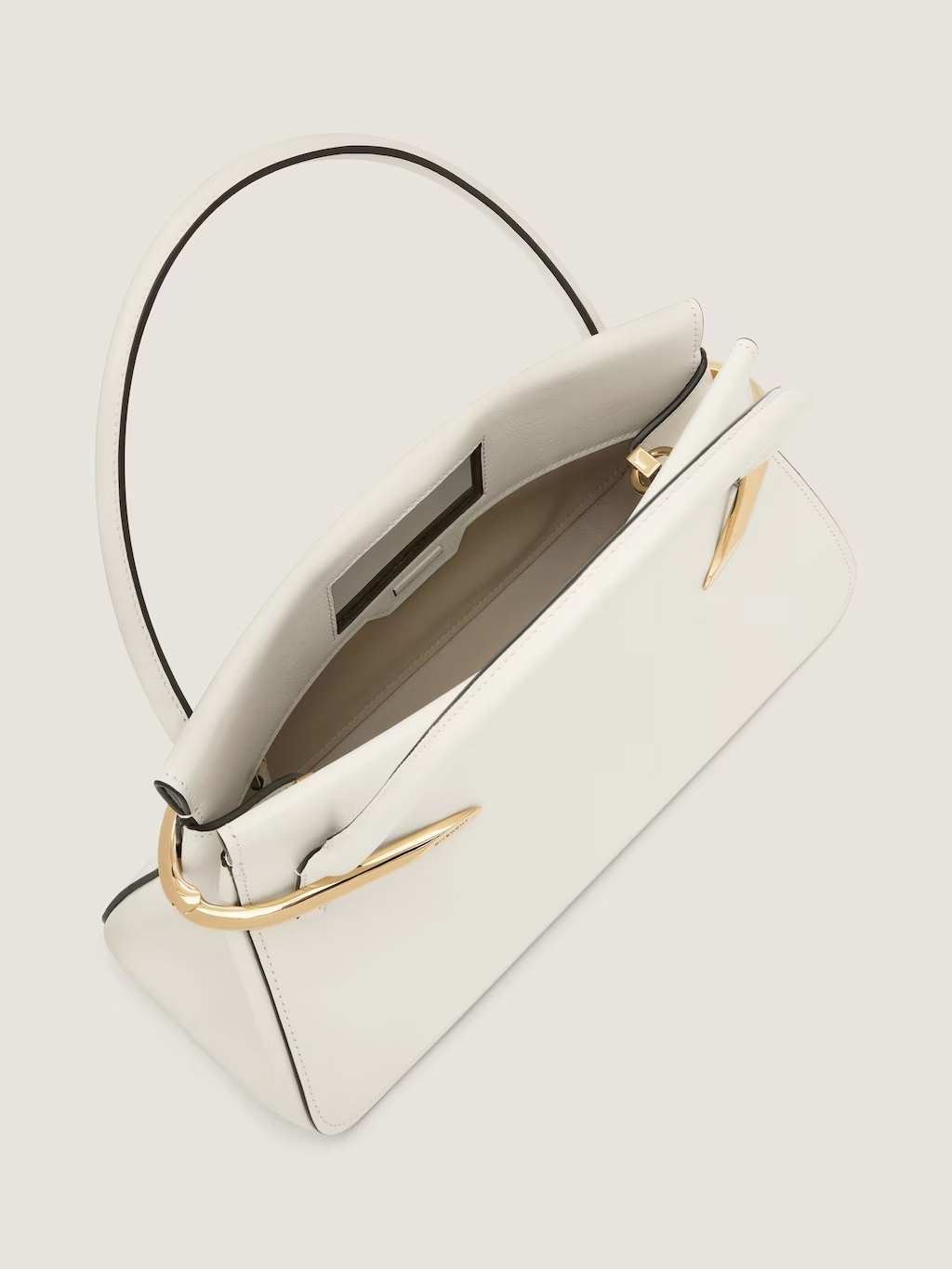 Givenchy Medium Structured Leather Handbag With Top Handle In White