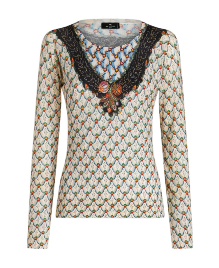 Etro Floral-print Knitted Top In Multicolor