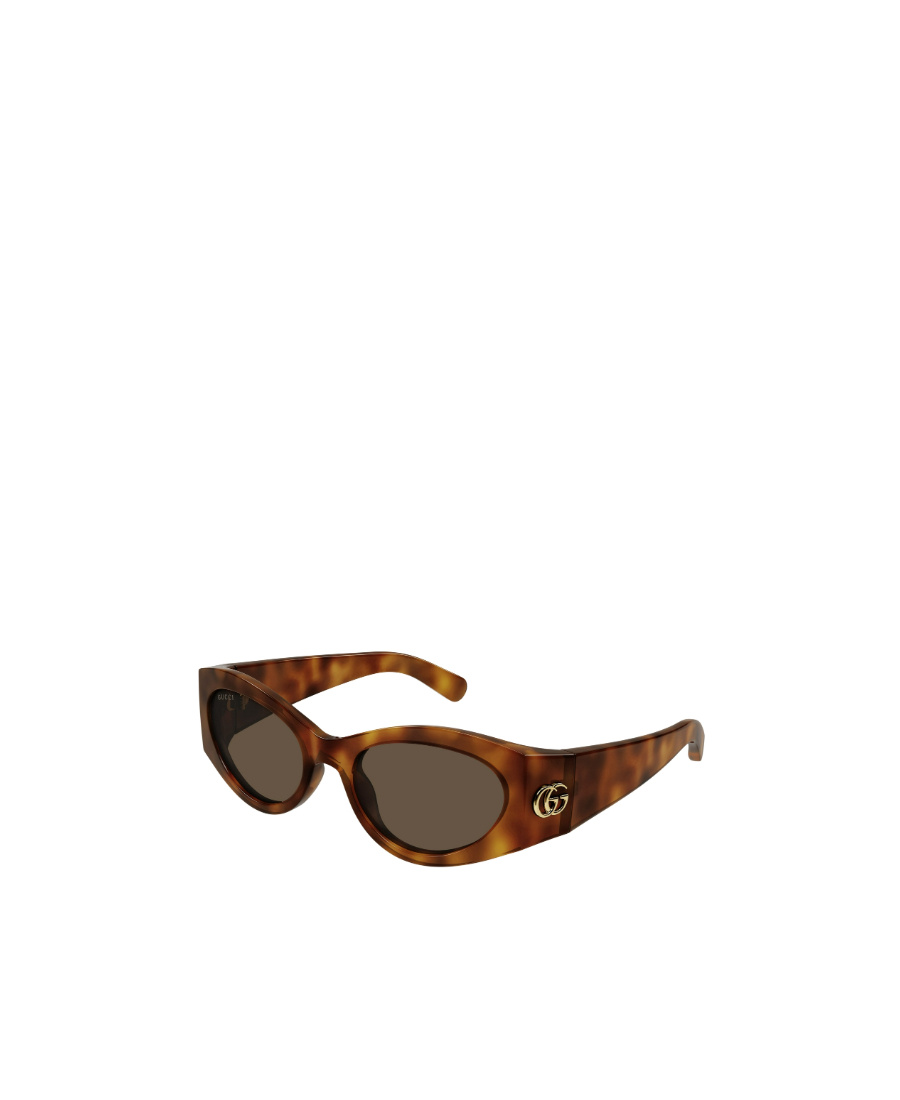 Gucci Double G Oval-frame Sunglasses In Brown