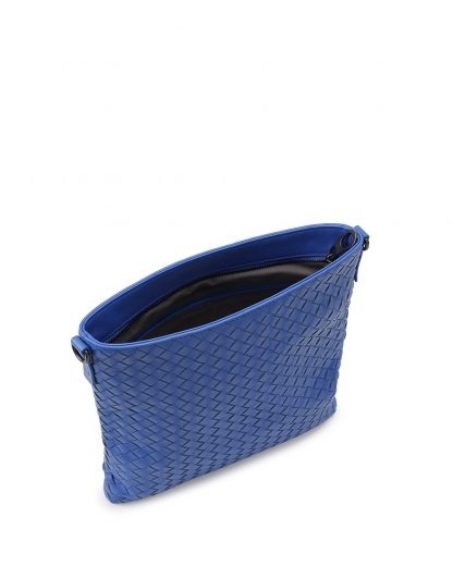 Bottega Veneta Knitted Cross-body Bag In Blue