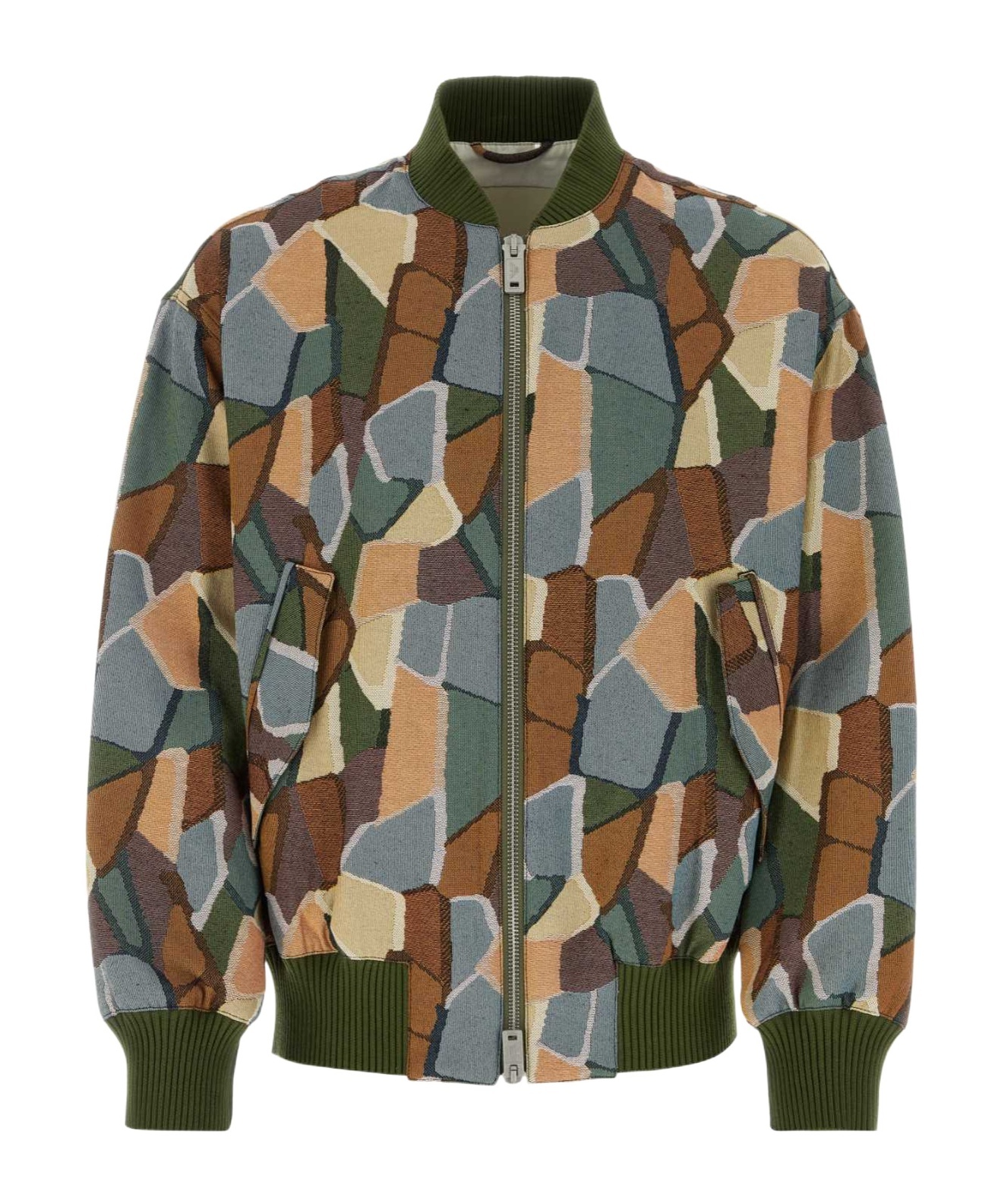 Emporio Armnai Multi Color Jacquard Bomber Jacket In Multicolor