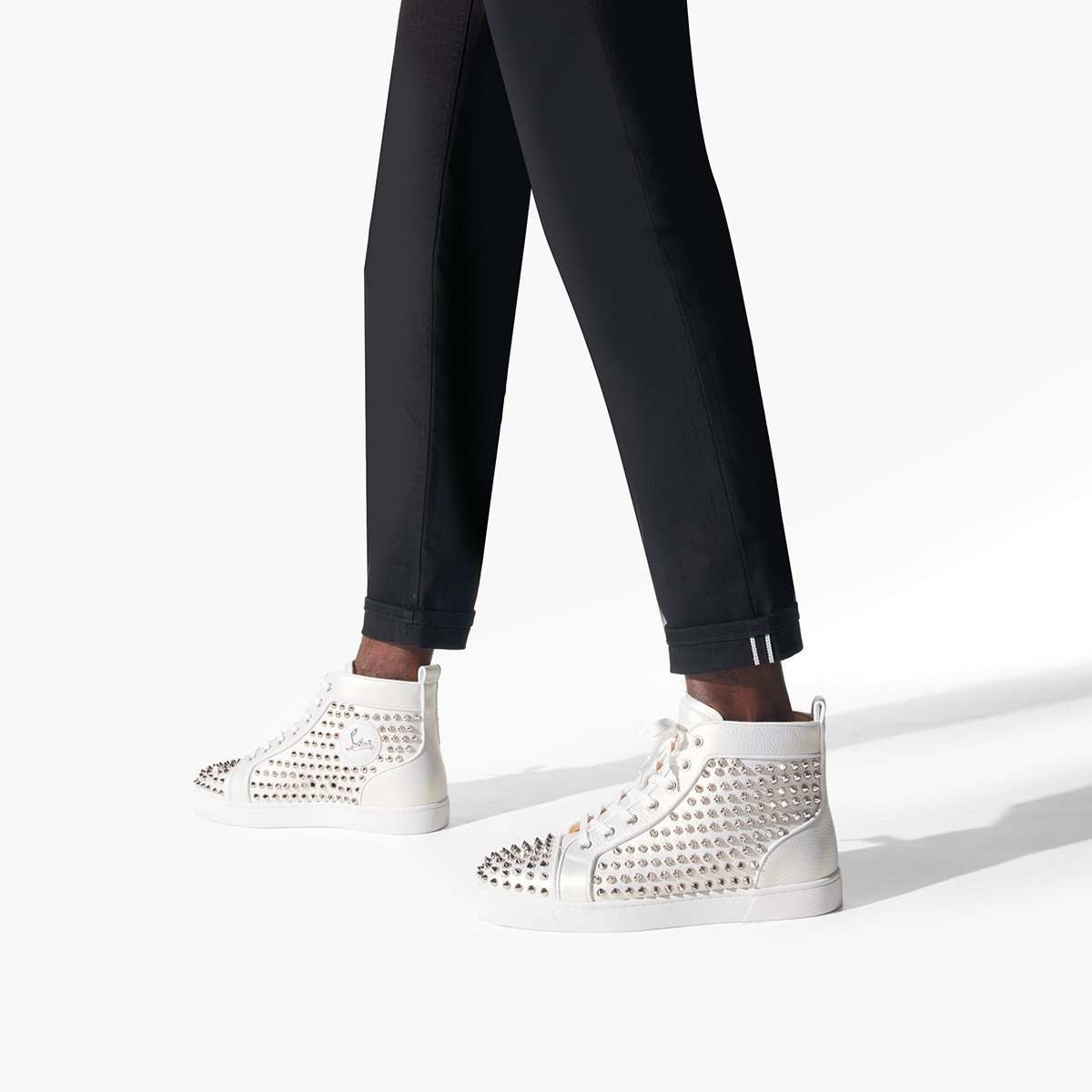 Christian Louboutin High-top Sports Shoes With Riveted Logo In White