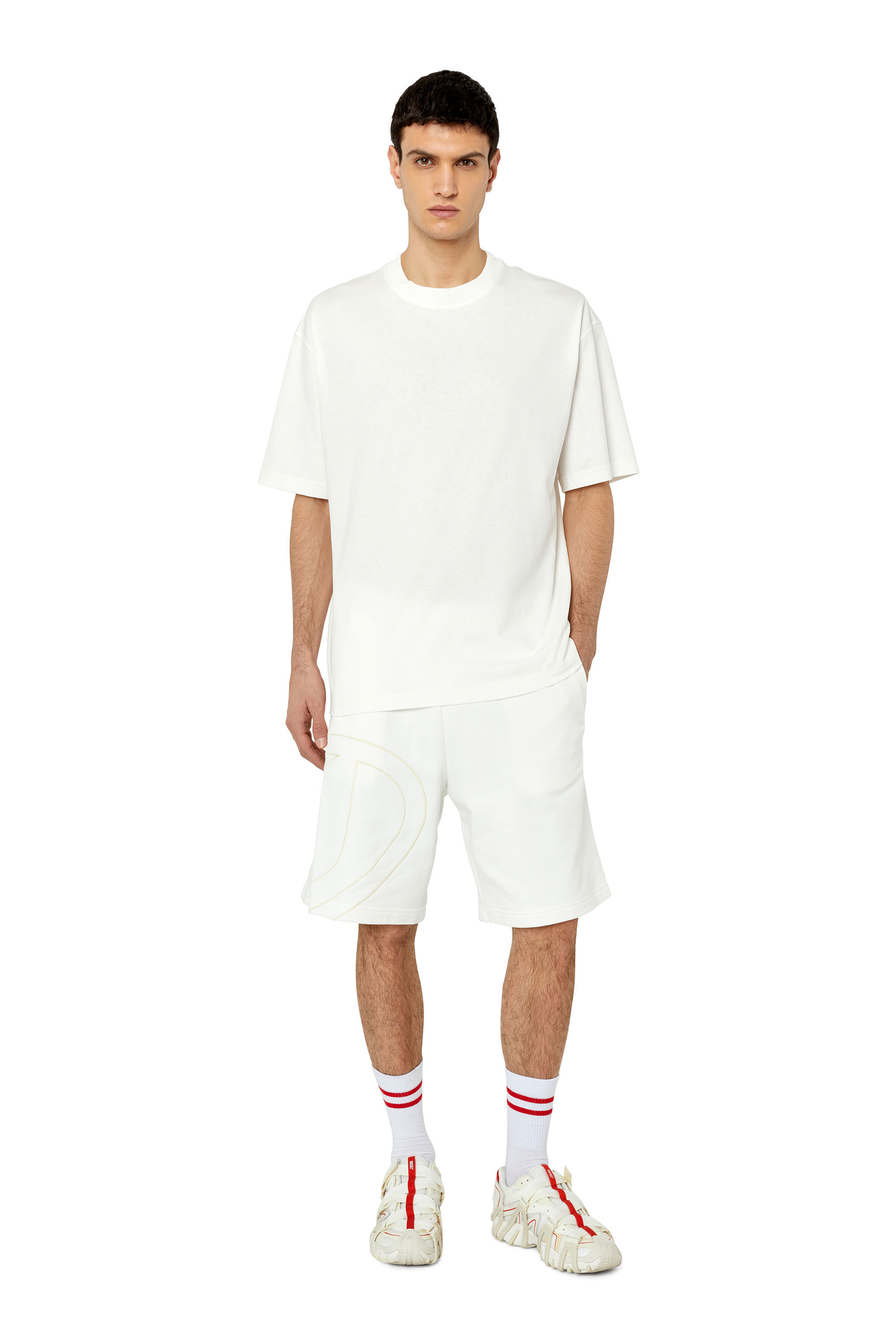 Diesel Embroidered-logo Cotton Short In White