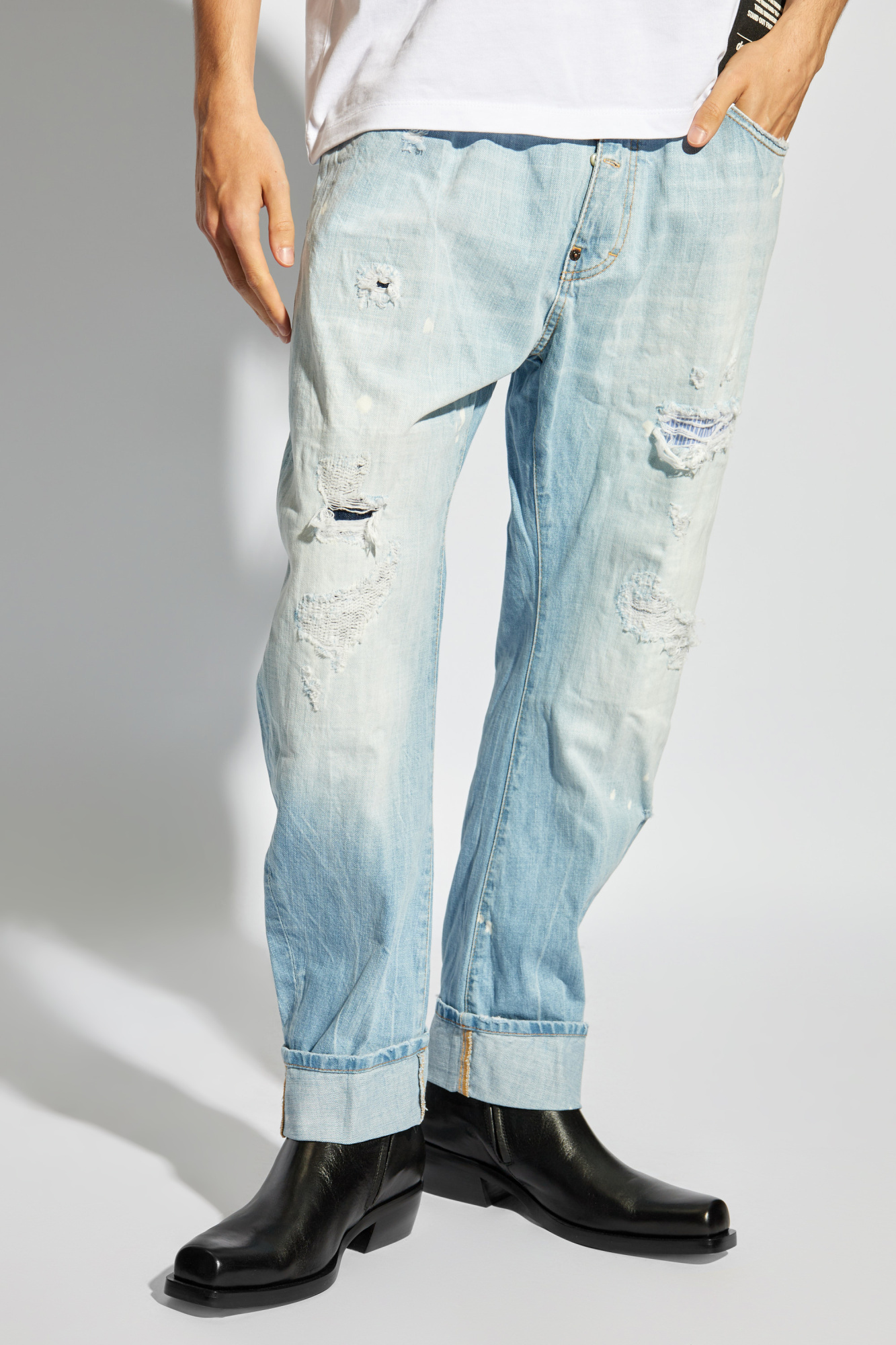 DSQUARED2 DISTRESSED-EFFECT STRAIGHT-LEG JEANS
