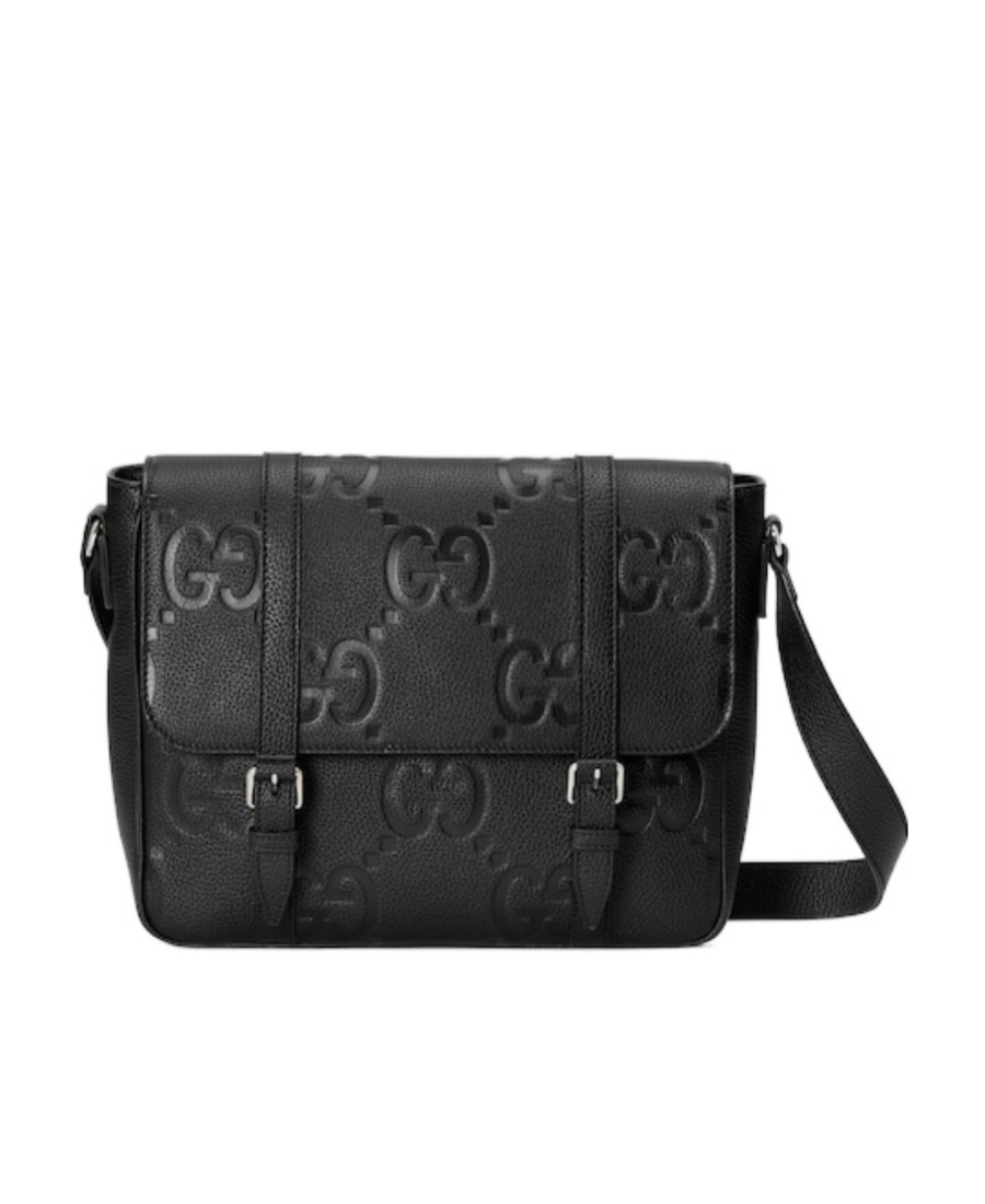 Gucci Jumbo Gg Medium Messenger Bag In Black