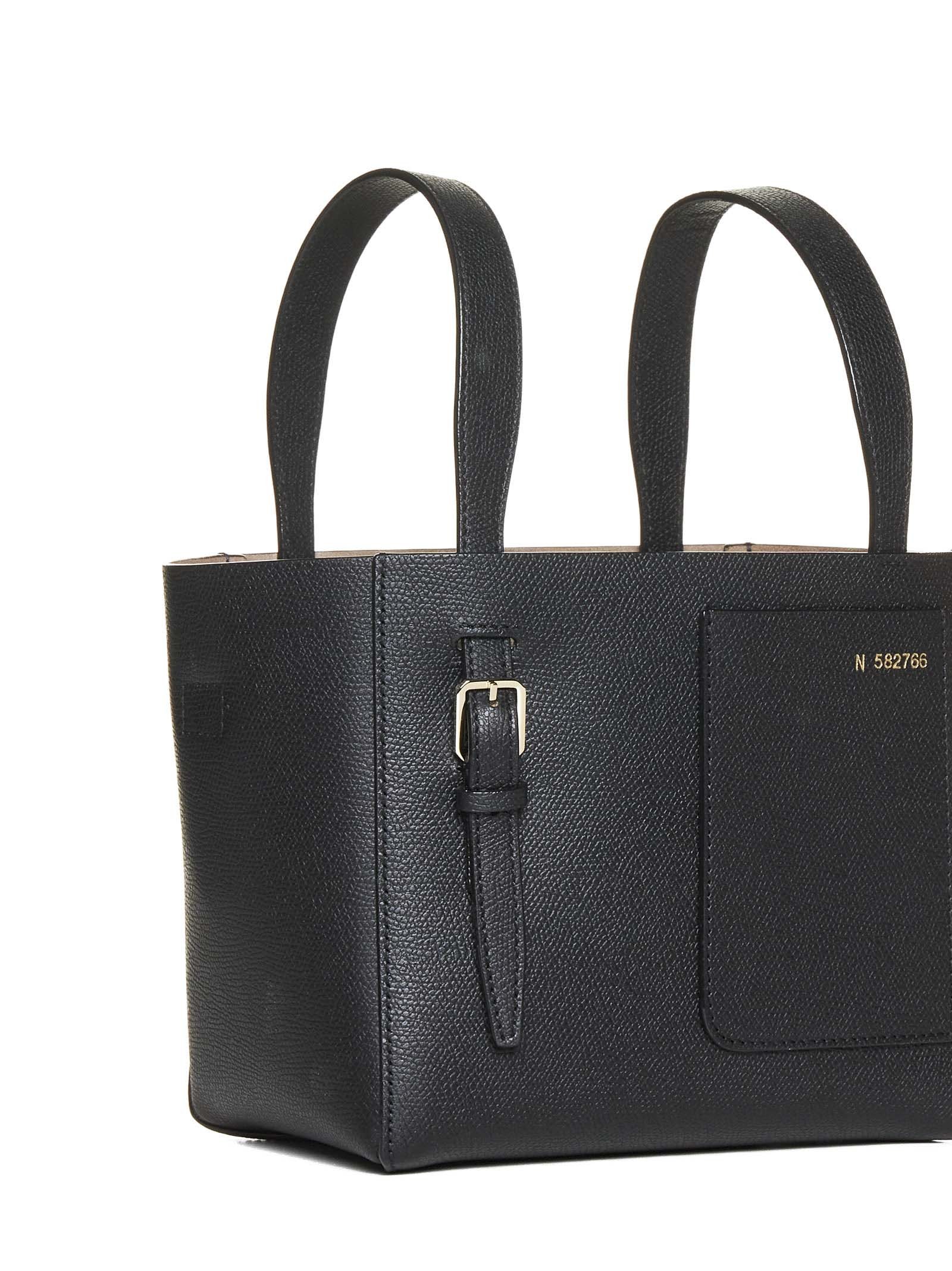 Valextra Micro Soft Leather Bucket Bag In Black