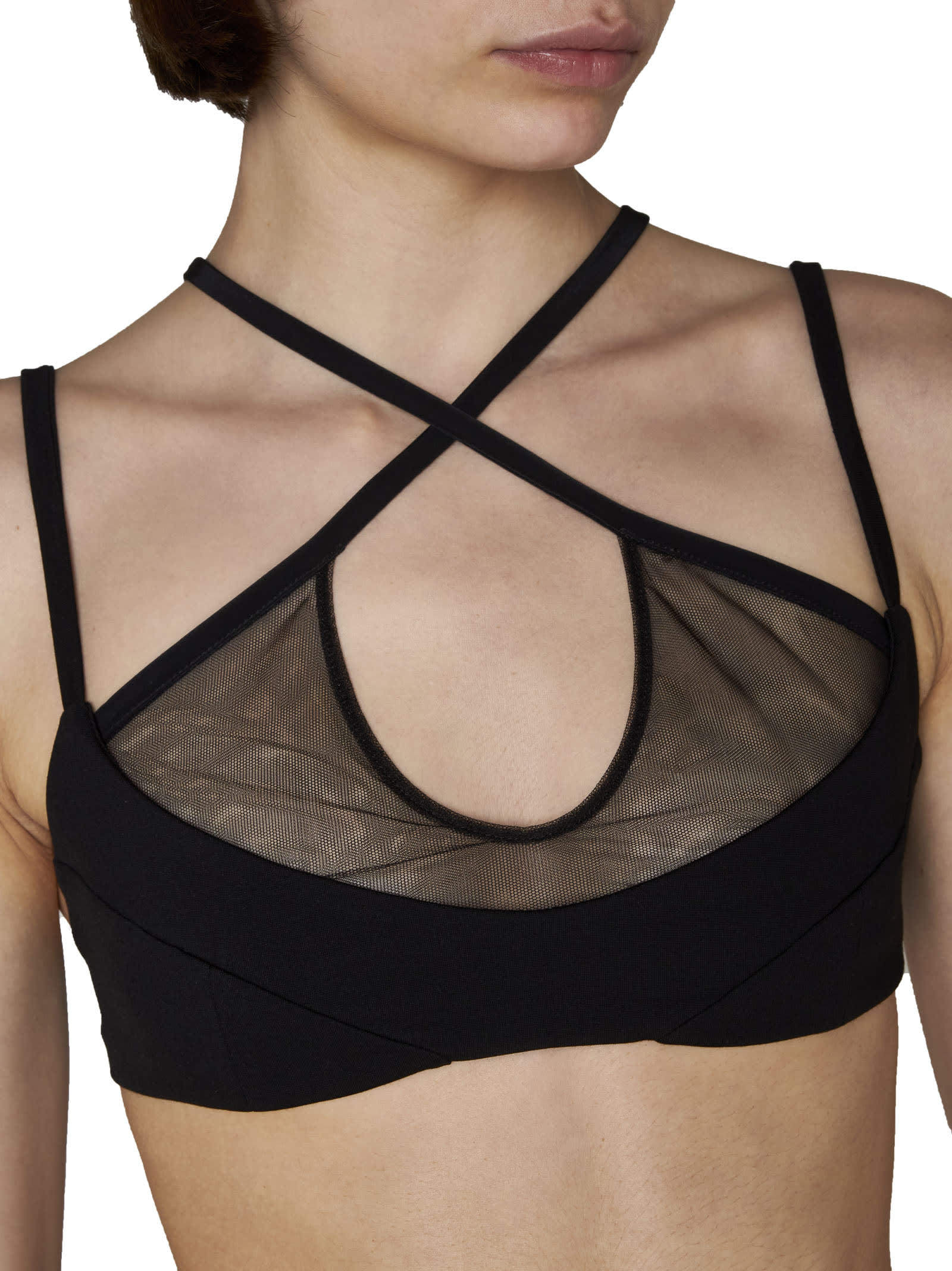 Attico Amos Criss-cross Bralette Top In Black