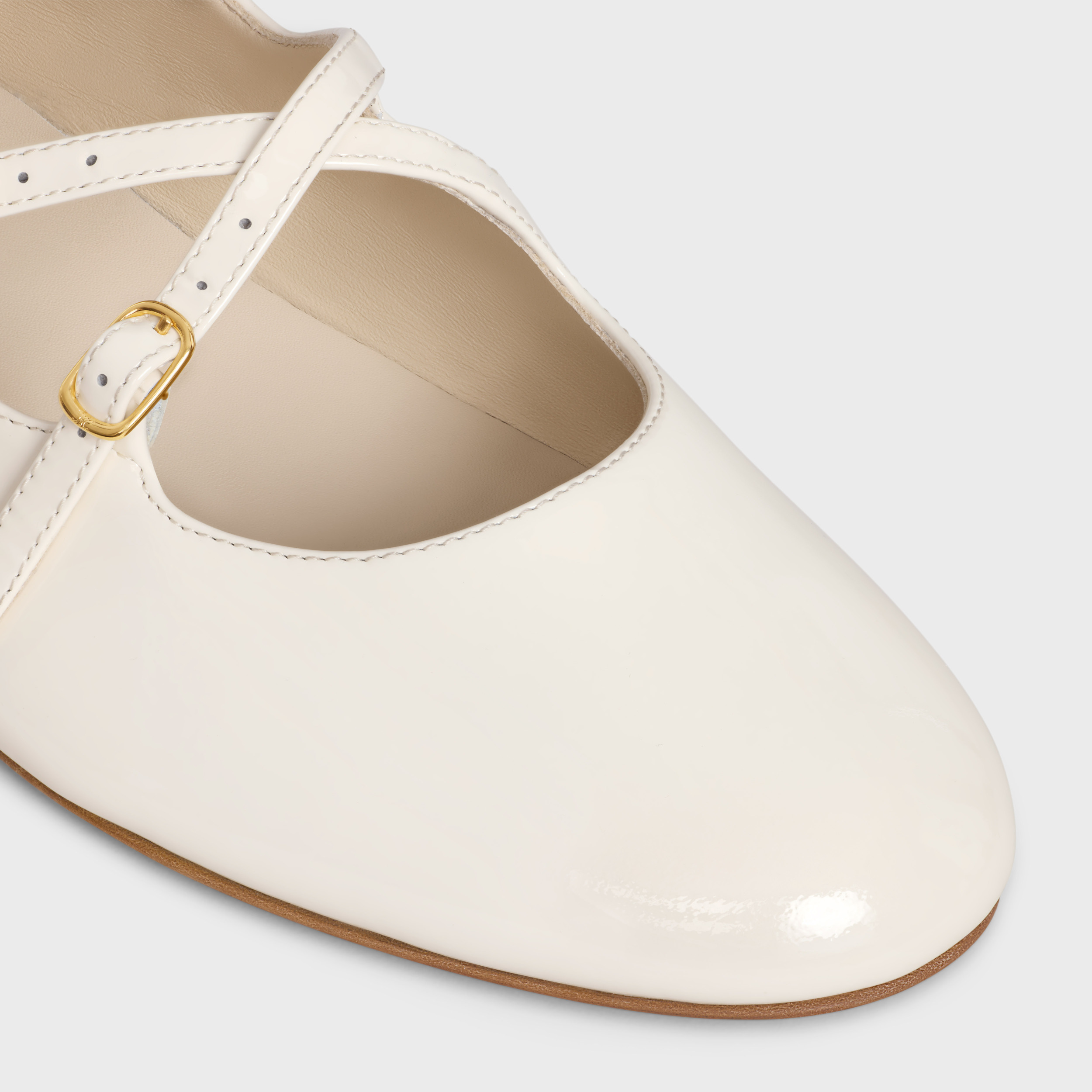 Celine Les Ballerines Round Head Ballet Shoes In White