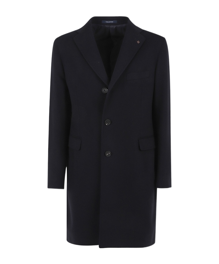 Tagliatore Single-breasted Brooch-detail Coat In Black