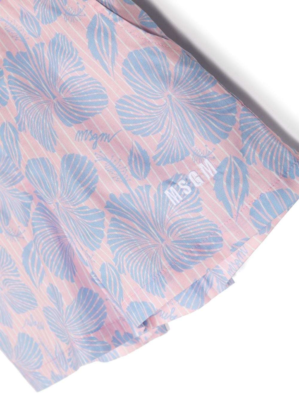 Msgm Hawaiian Floral-print Elasticated Shorts In Purple