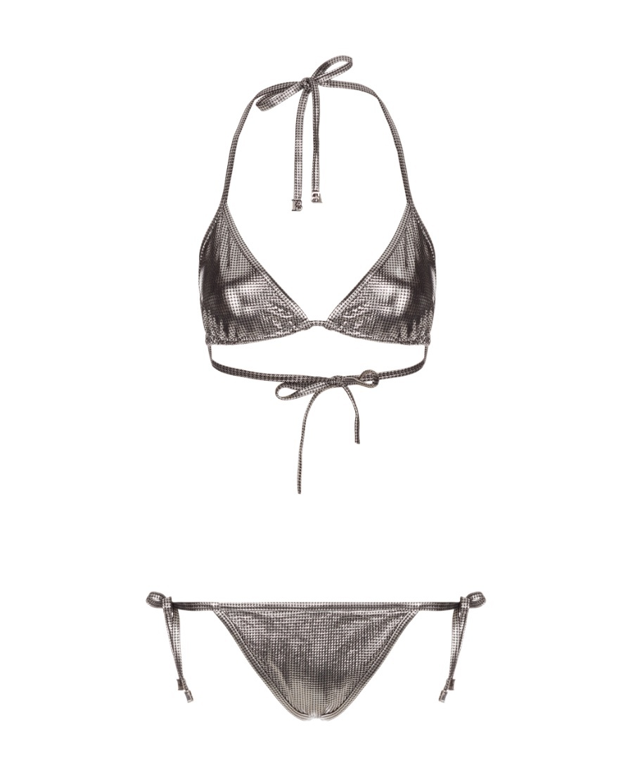 Balmain Strapped Bikini Suit In Gray