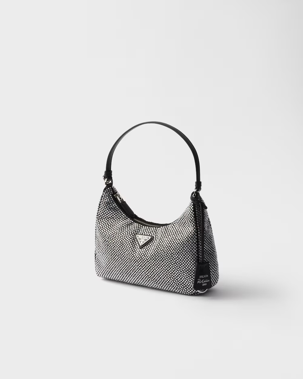 Prada Mini Re-edition 2005 Crystal-embellished Shoulder Bag In Transparent