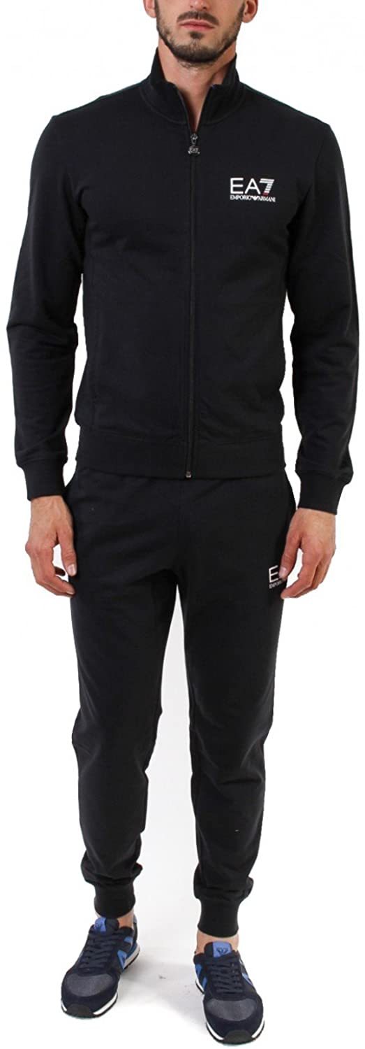 Ea7 Vertical Collar Logo Two-piece Suit In Black