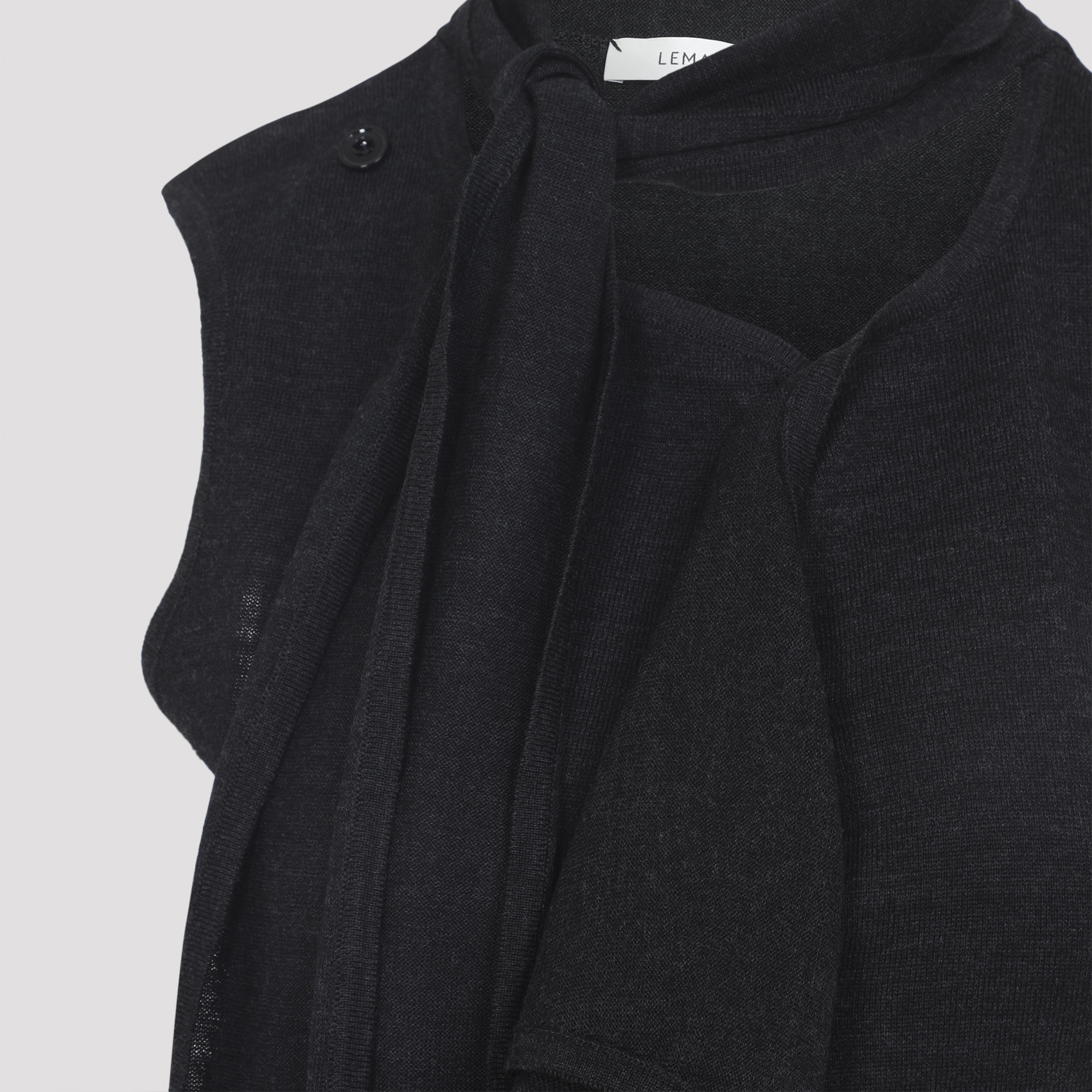 Lemaire Anthracite Grey Wool Asymmetrical Sleeveless Cardigan In Gray