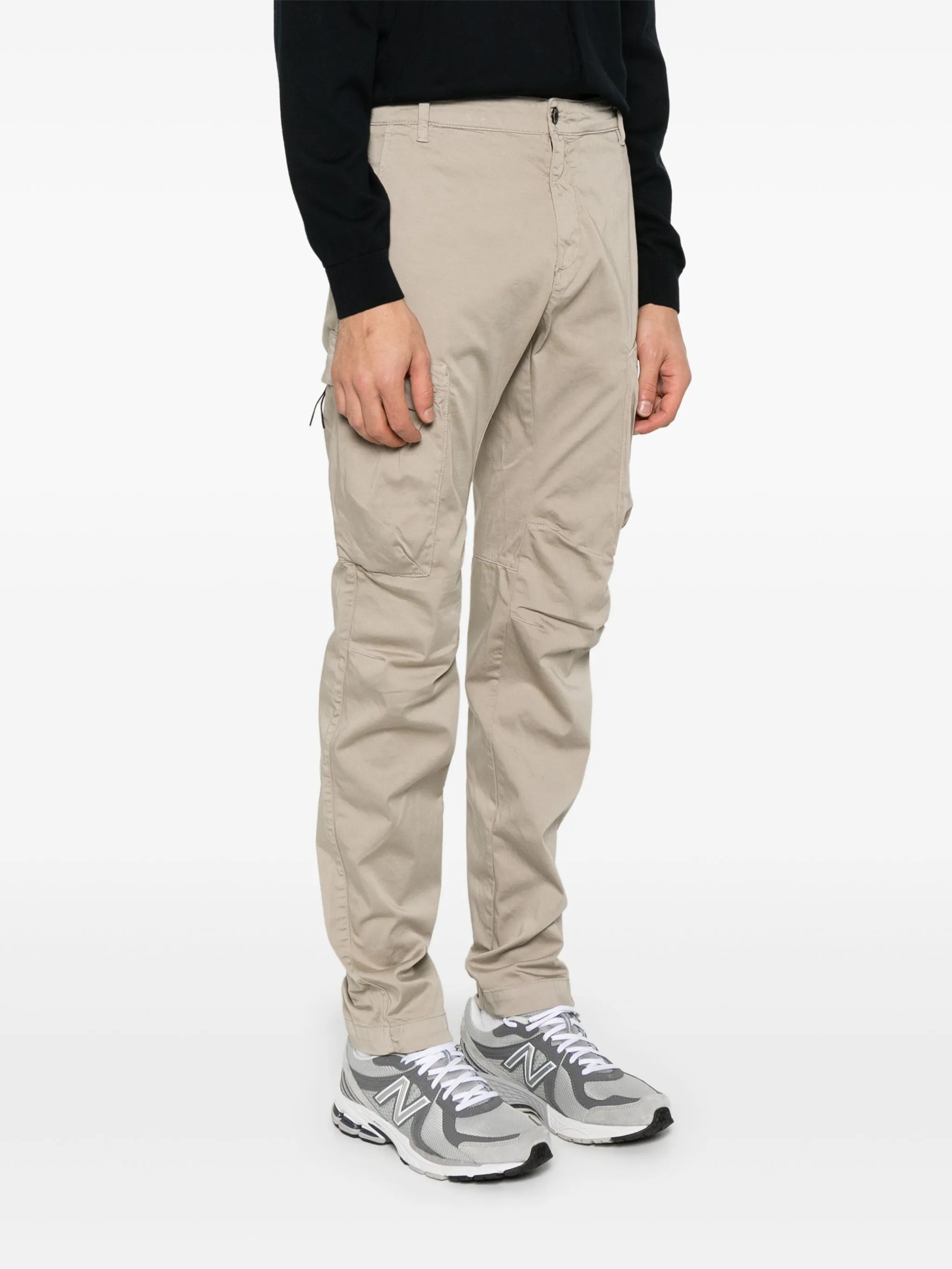 C.p. Company Sateen Stretch Cargo Lens Pants In Neutral