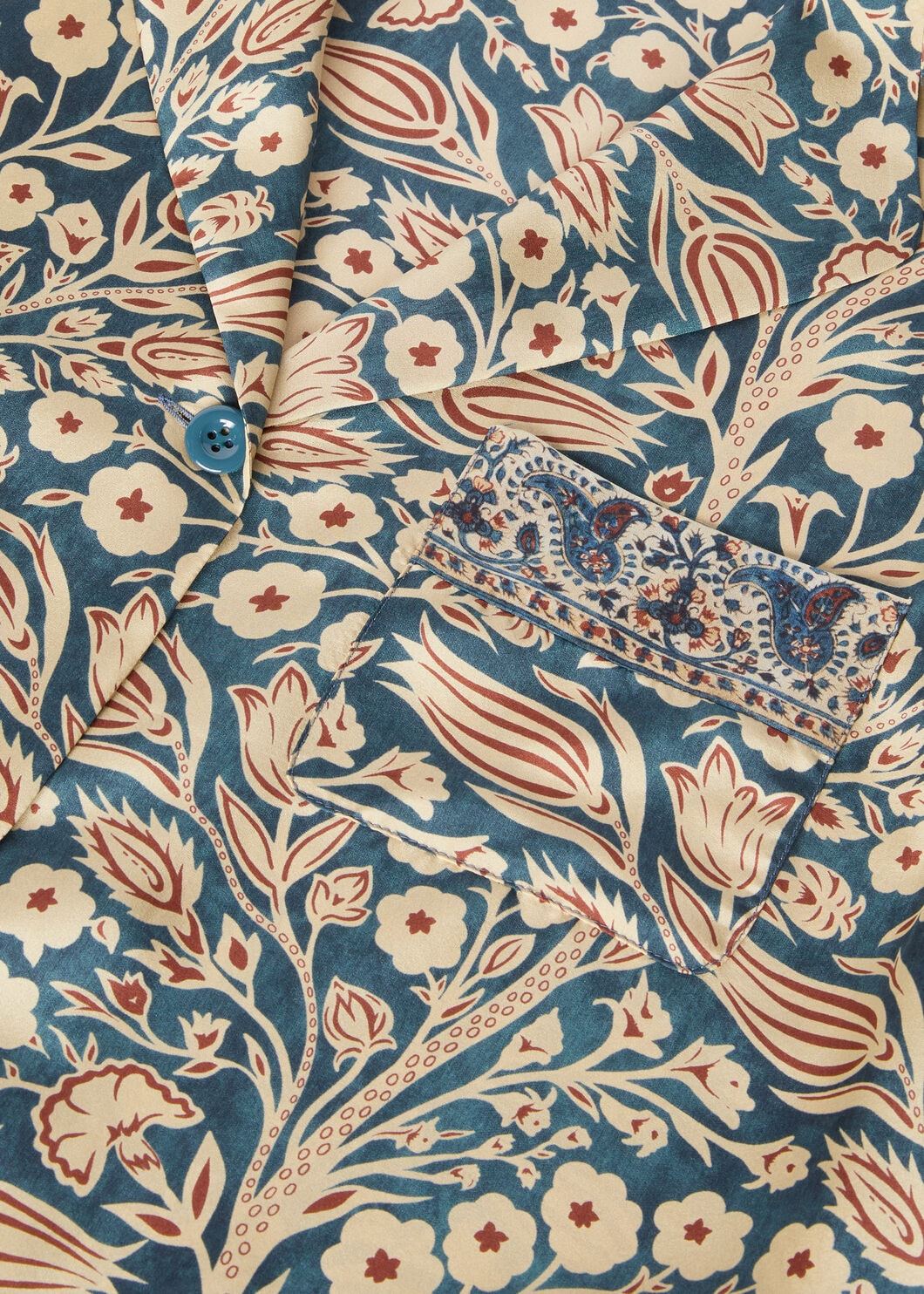 Loro Piana Jameela Shirt In Dark Turquoise/light Sand/ochre Red