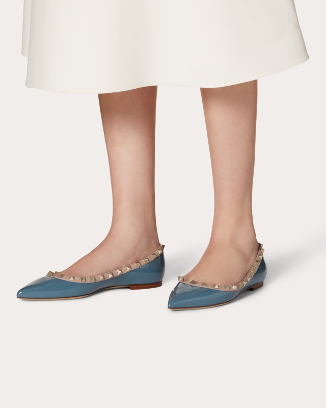 Valentino Rockstud Riveted Ballet Flats In Multicolor