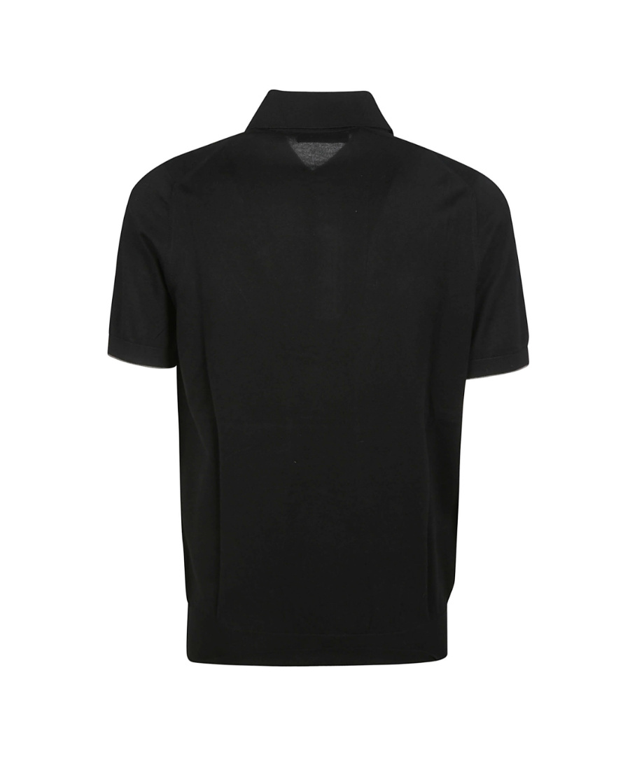 Brunello Cucinelli Black Polo Shirt In Cotton Short-sleeves With Bottons In Black