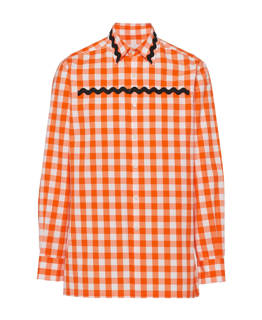 Prada Gingham Check-print Cotton Shirt In Pink