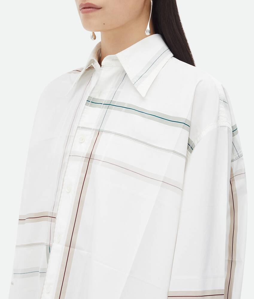 Bottega Veneta Womens White Blue Green Tau Checked Dropped-shoulder Relaxed-fit Cotton Shirt In White