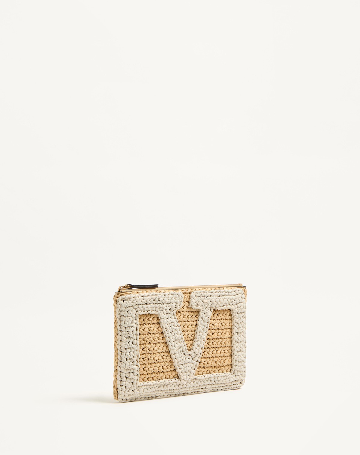 Valentino Garavani Viva Superstar Small Pouch In Synthetic Raffia