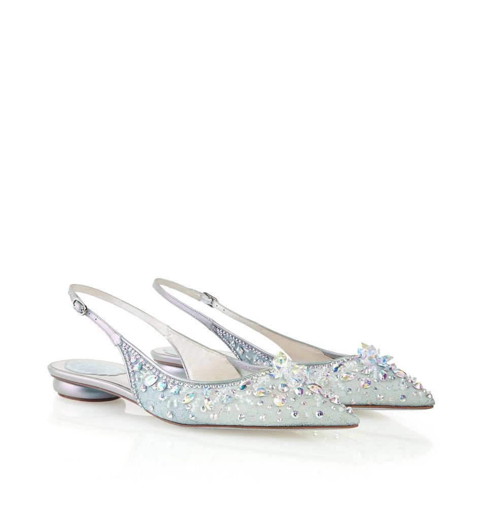 René Caovilla Gem-embellished Pointed Pumps In Gray