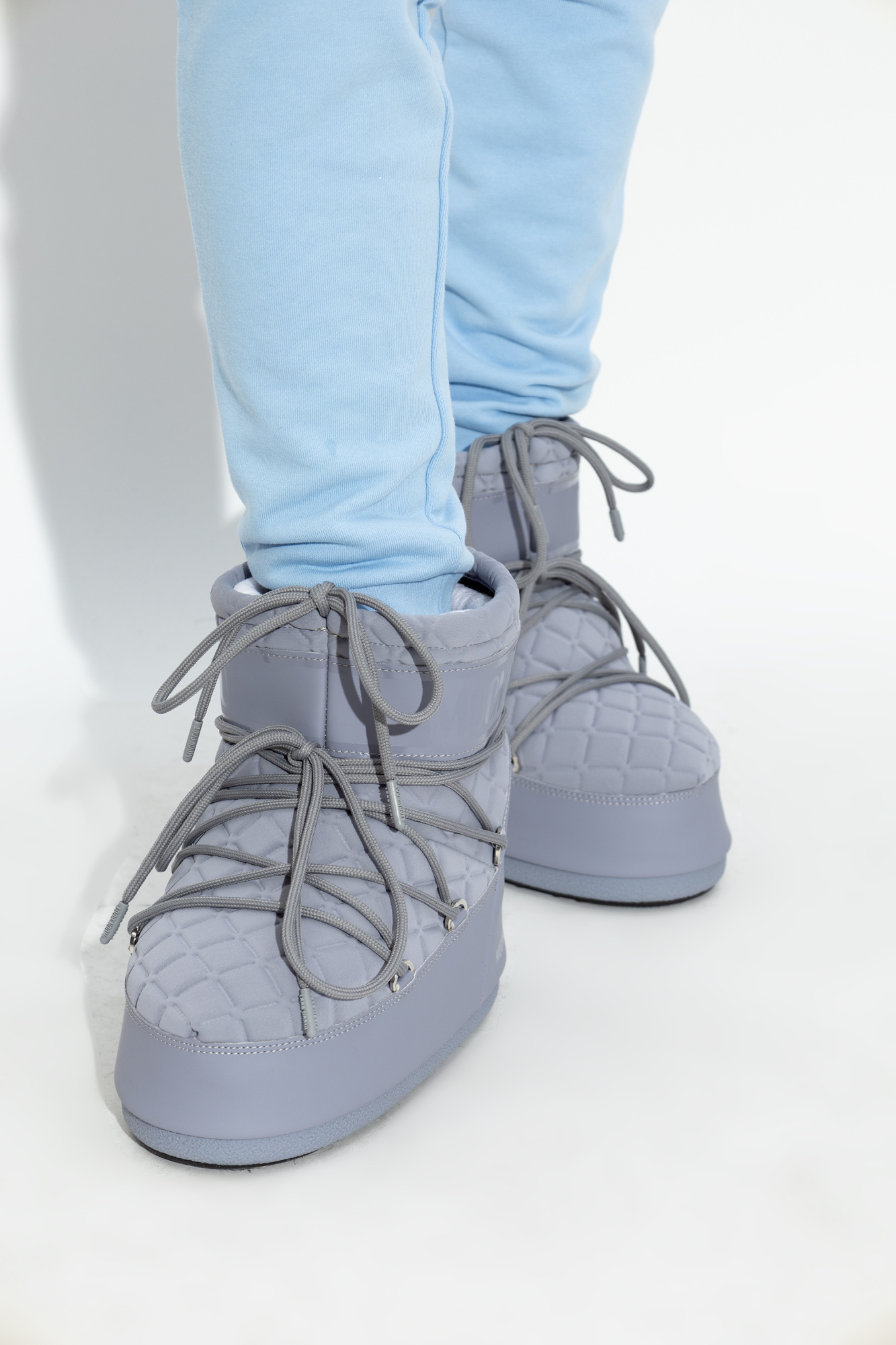 Shop Moon Boot Icon Quilted Boots In Gray