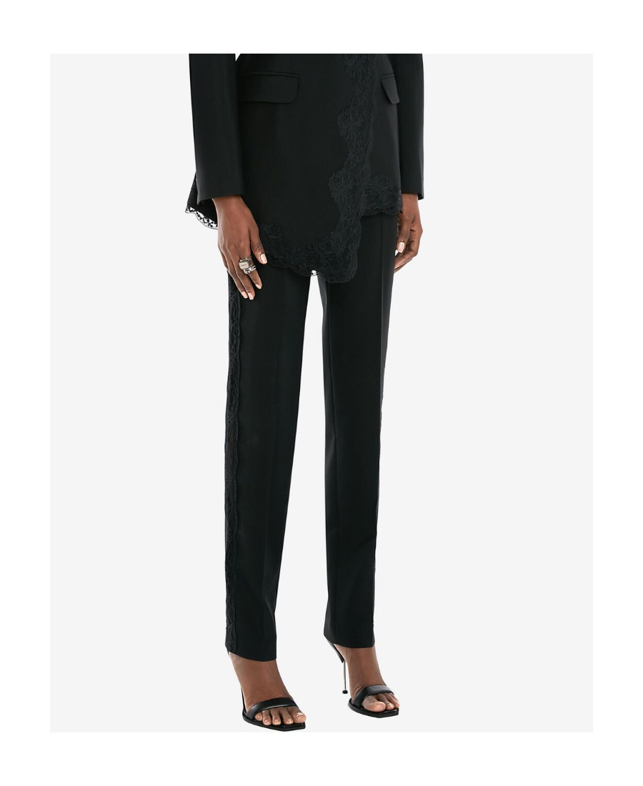 Alexander Mcqueen Lace-panel Tailored-cut Trousers In Black