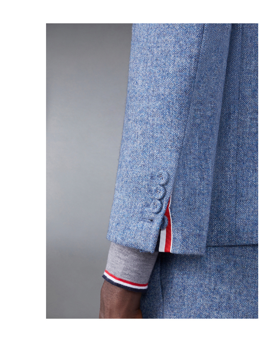 Shop Thom Browne Stripe-detail Single-breasted Blazer In Blue