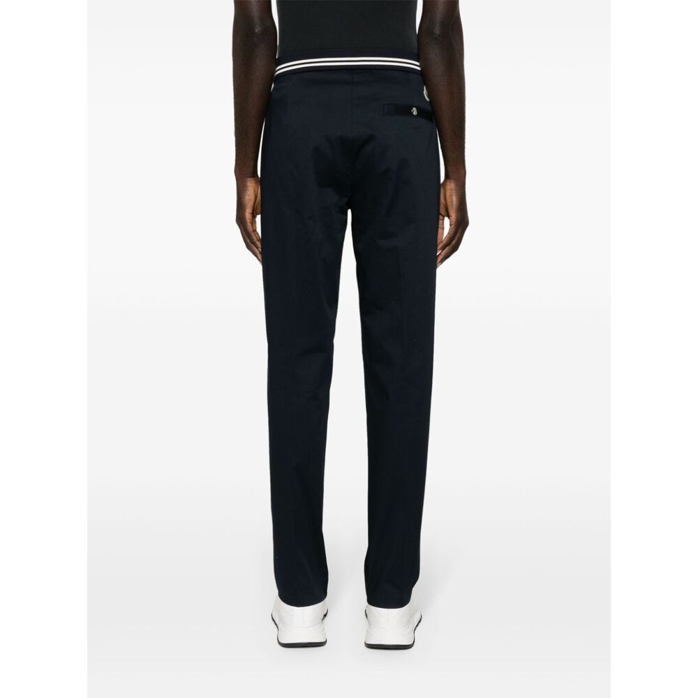 Moncler Striped-detail Tapered Trousers In Blue