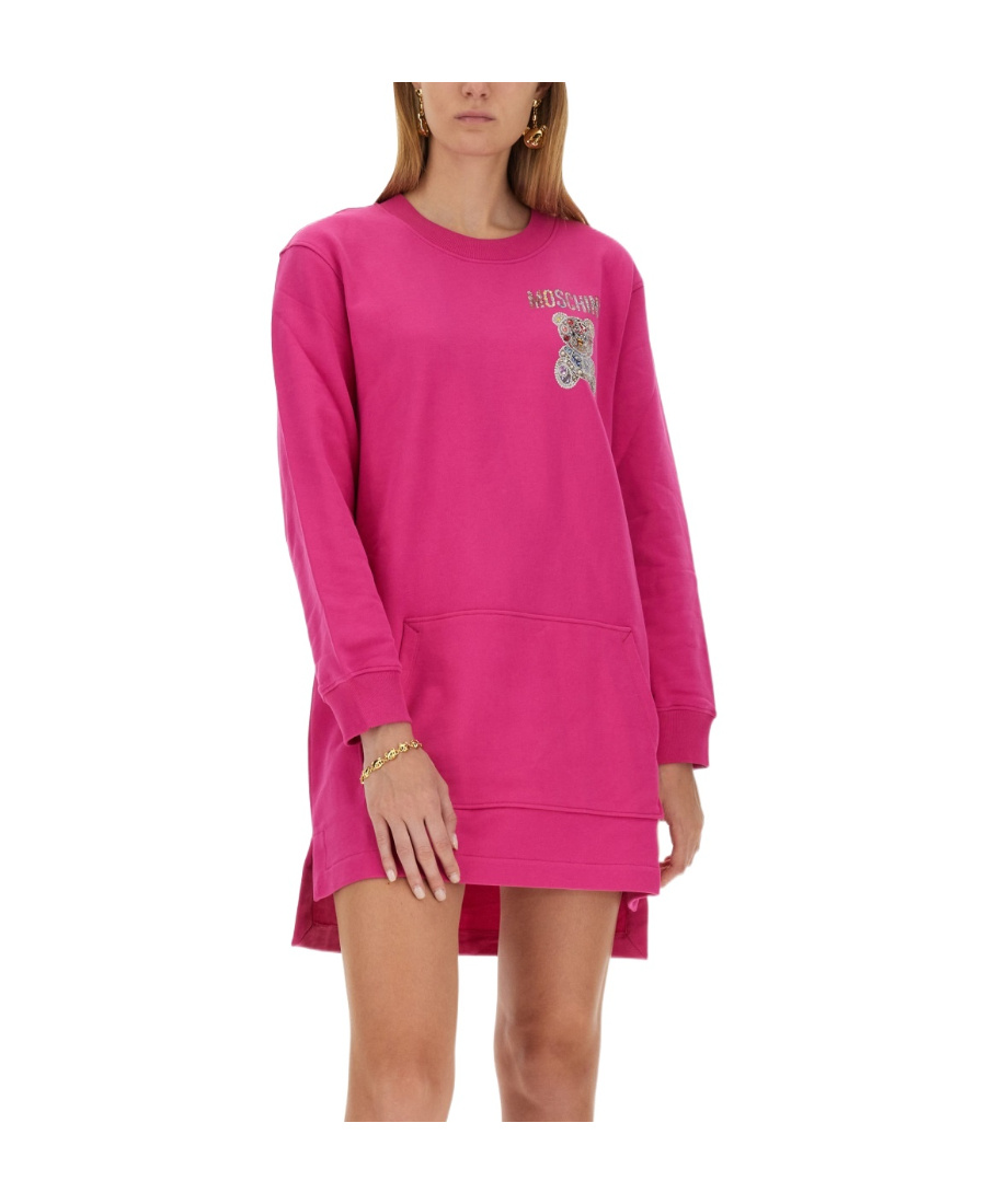 Moschino Knit Dress Front Pocket In Pink