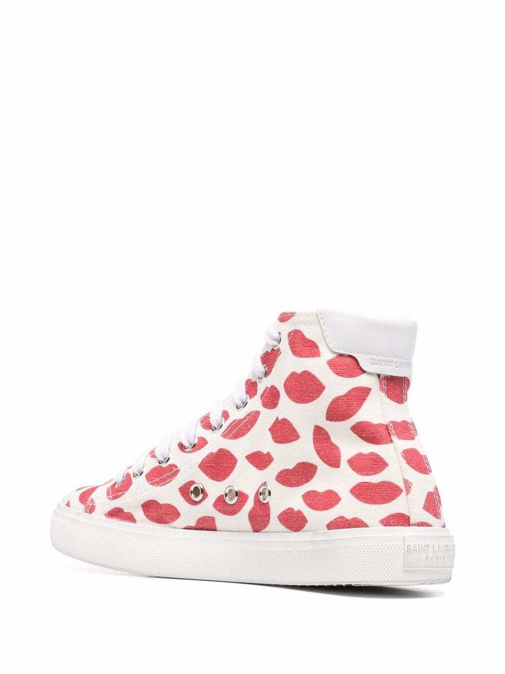 Saint Laurent Womens White/red Malibu Lip-print High-top Trainers 7 In White