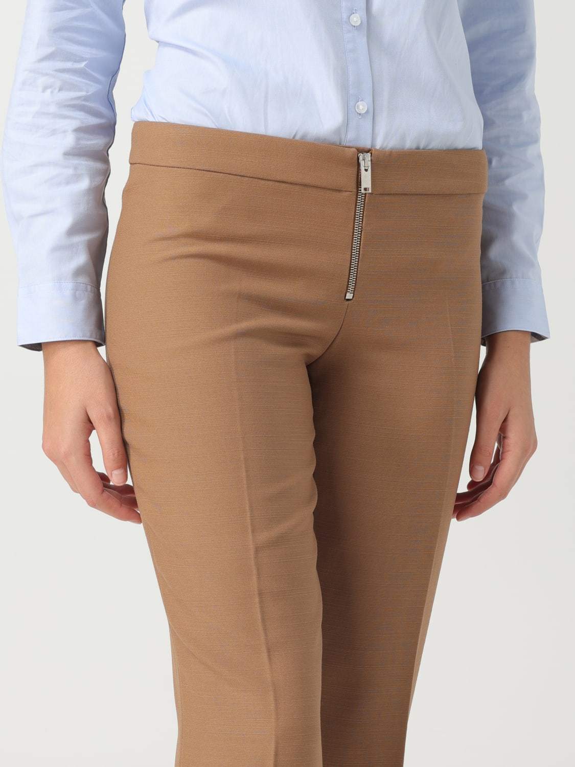 Stella Mccartney Front Pleated Casual Pants In Brown