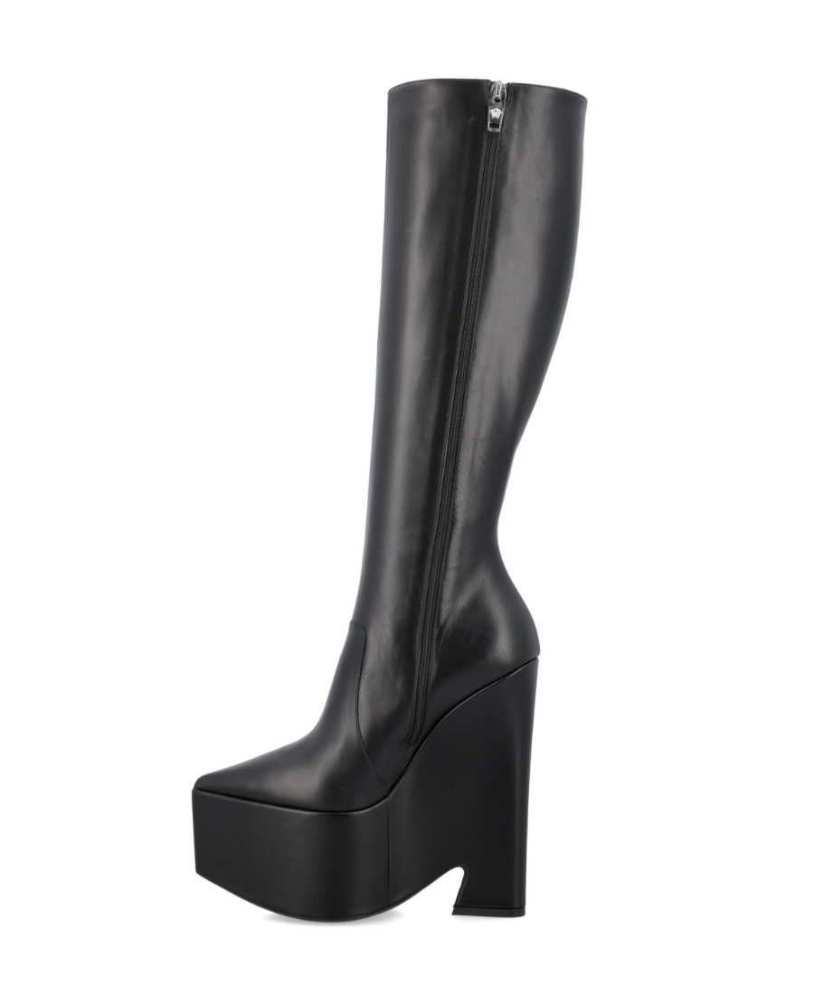 Versace Black Tempest Knee High Platform Boots In Black