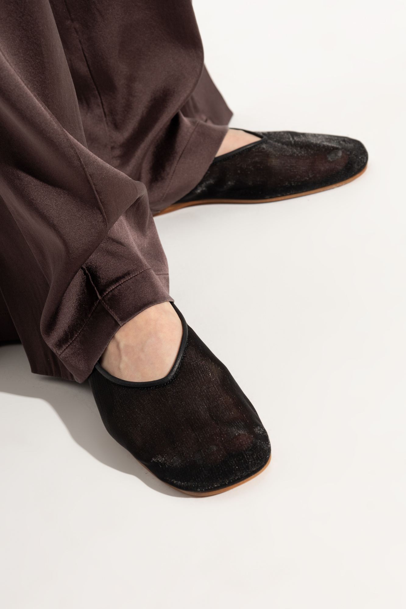 Shop Forte Forte Round Head Ballet Shoes In Black
