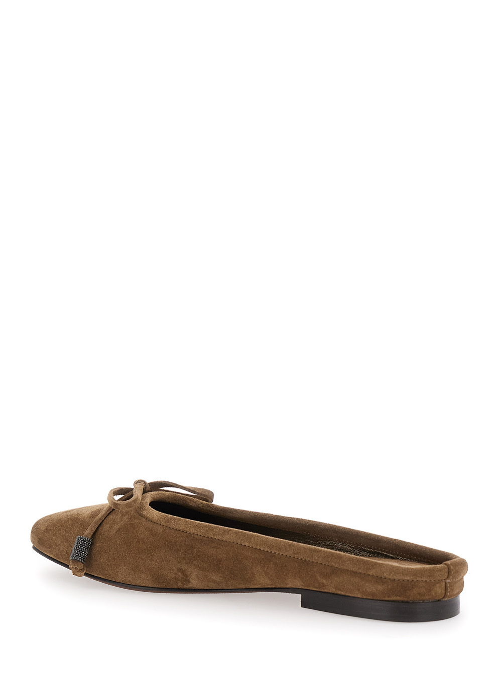 Brunello Cucinelli Leather Ballerina Shoes In Brown