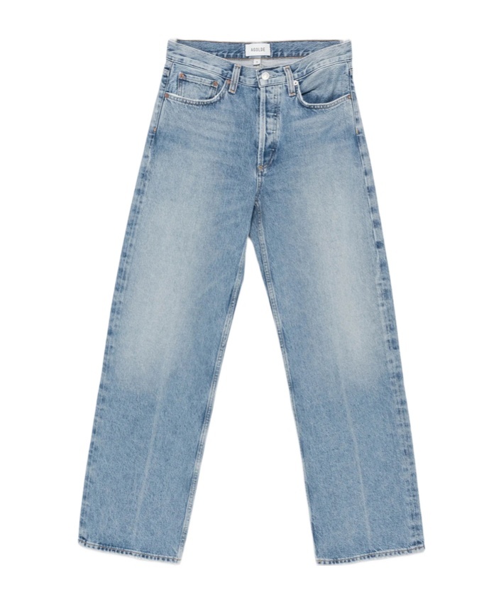 Agolde Pressed-crease Wide-leg Jeans In Blue
