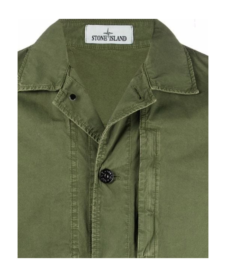 STONE ISLAND LOGO-PATCH BUTTON-FASTENING JACKET