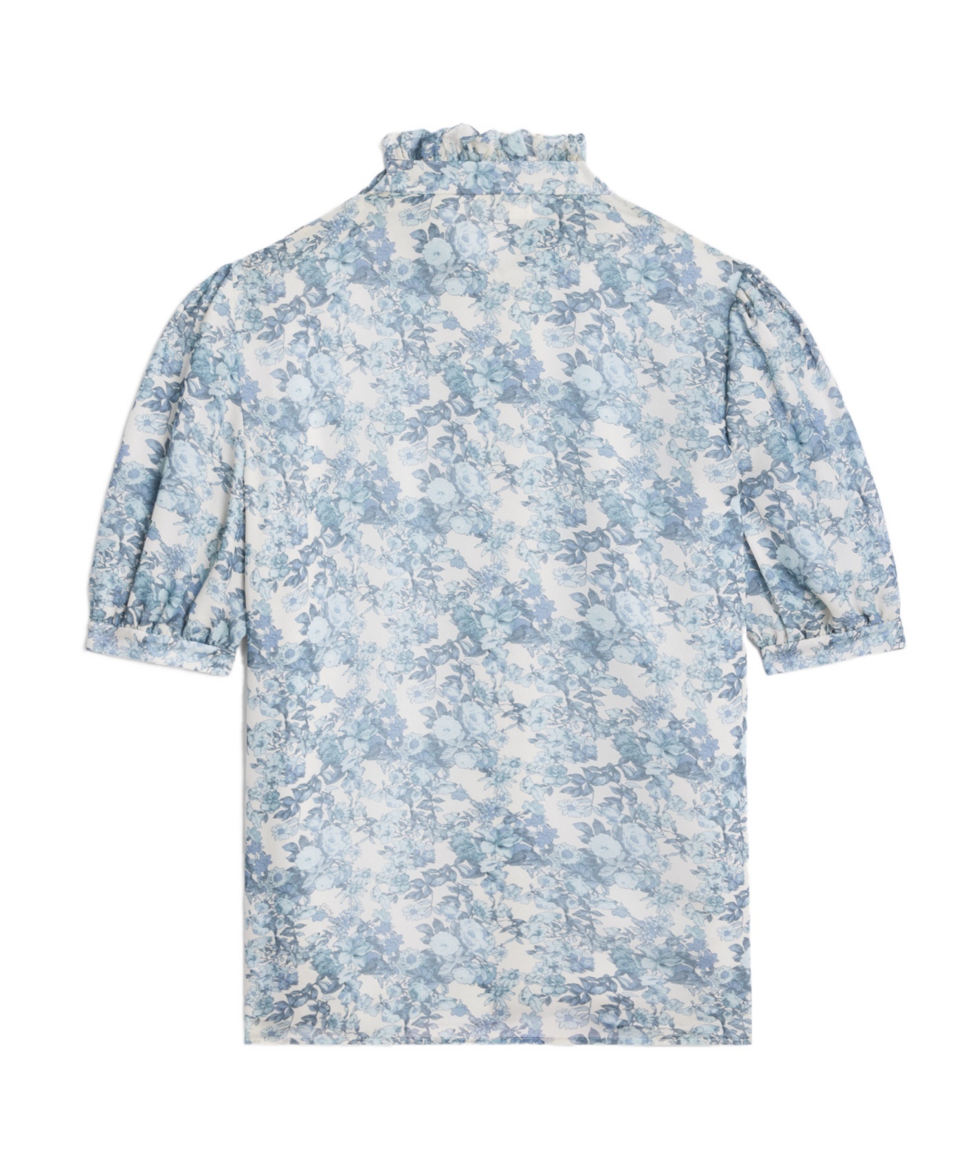 Celine Blouse With Frilled Collar In Silk Georgette In Blue