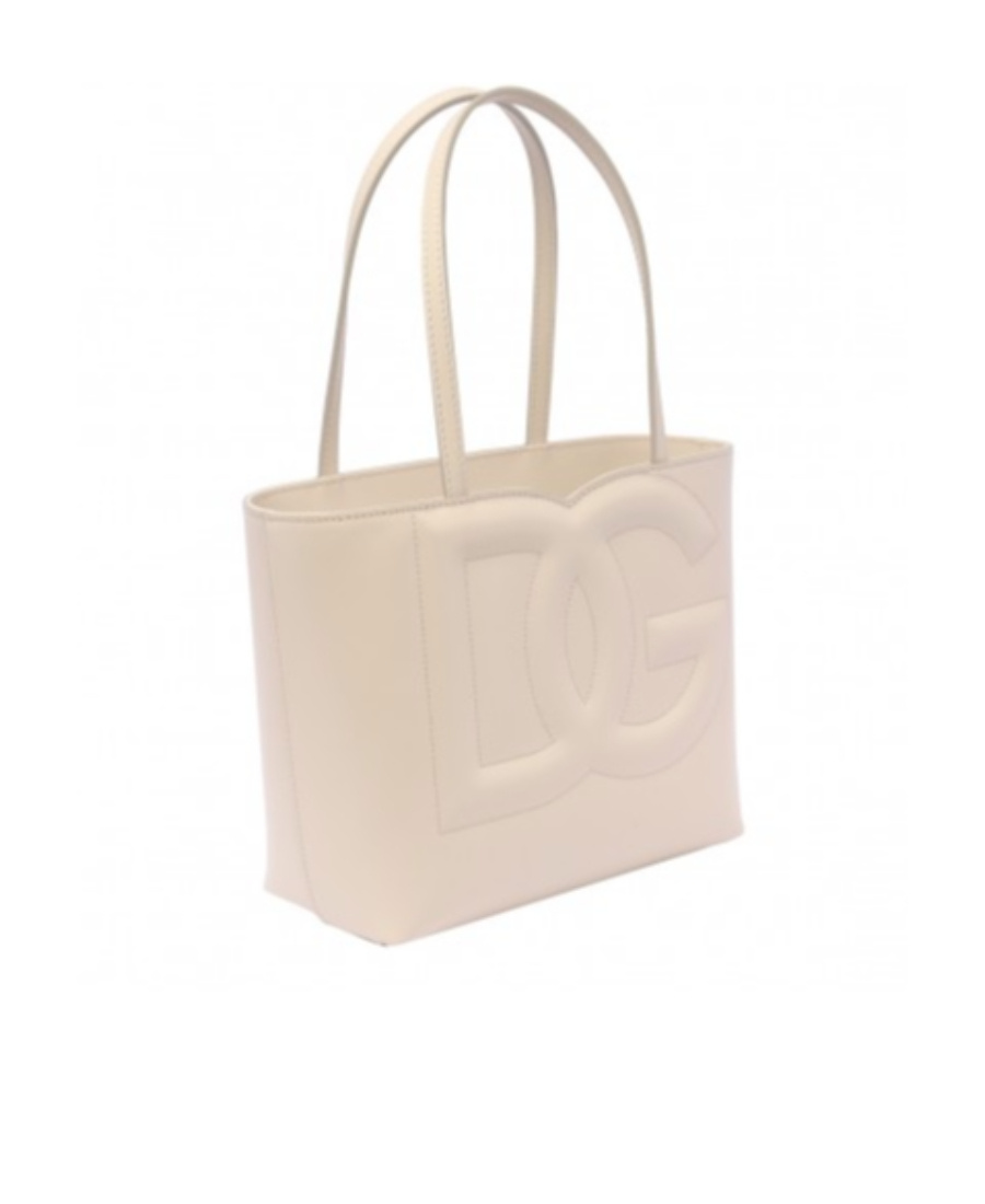 Dolce & Gabbana Small Dg Logo Leather Tote Bag In Nude