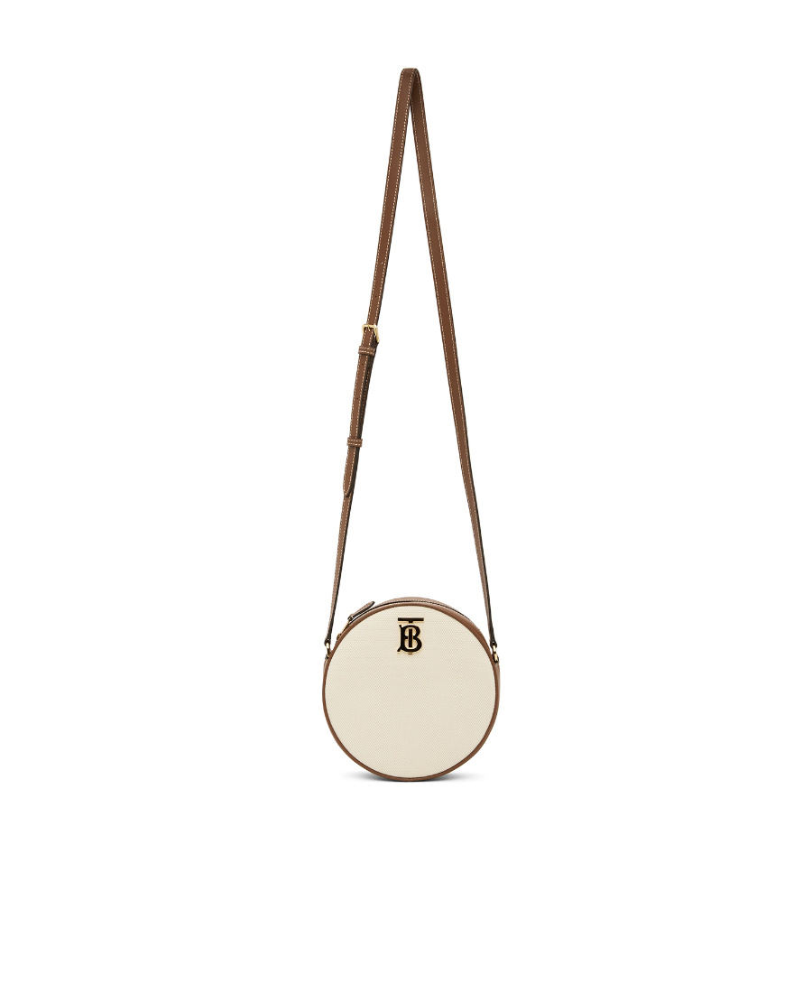 Burberry Circular Logo-plaque Crossbody Bag In Nude