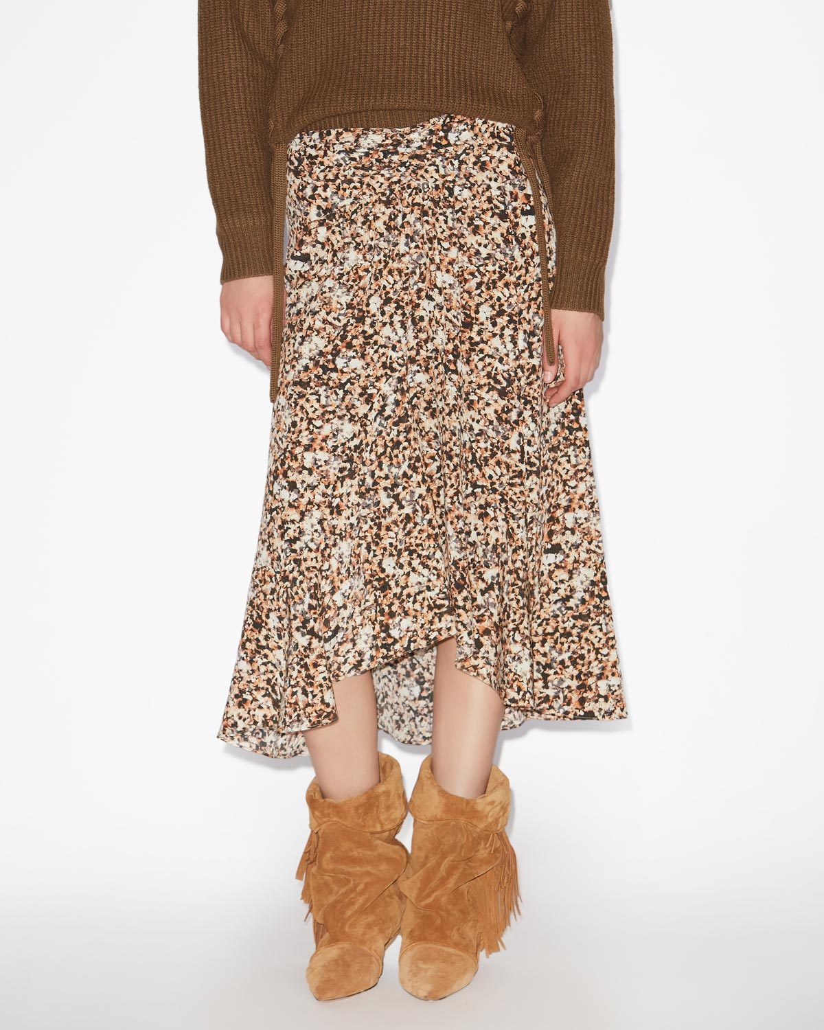 Isabel Marant Olena Draped Midi Skirt In Brown
